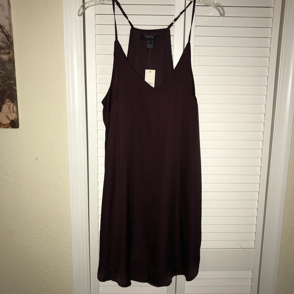 Maroon satin cocktail dress